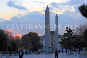 TURKEY, Istanbul, Sultanahmet Square, Obelisk of Theodosius & Walled Obelisk, dusk, TUR1413JPL