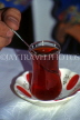 TURKEY, Istanbul, Tea served in traditional manner (in glass), TUR472JPL