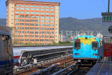 Taiwan, TAIPEI, MRT, Beitou to Xinbeitou line train approaching platform, TAW537JPL
