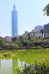 Taiwan, TAIPEI, Sun Yat-Sen Memorial Hall, Zhongshan Park, and Taipei 101 view, TAW761JPL