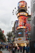 Taiwan, TAIPEI, Ximending Shopping District, lit advertisement signs, dusk view, TAW1285JPL