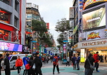 Taiwan, TAIPEI, Ximending Shopping District, lit advertisement signs, dusk view, TAW1286JPL