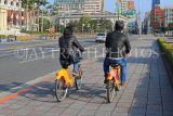 Taiwan, TAIPEI, people riding YouBikes (hire bikes), TAW610JPL