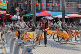 Taiwan, TAIPEI, people with YouBikes (hire bikes), at rental kiosk,TAW612JPL