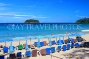 Thailand, PHUKET, Kata Beach, sunshades and sunbeds, THA3787JPL