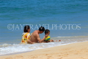 Thailand, PHUKET, Kata Noi beach, family enjoying the sea, THA3555JPL