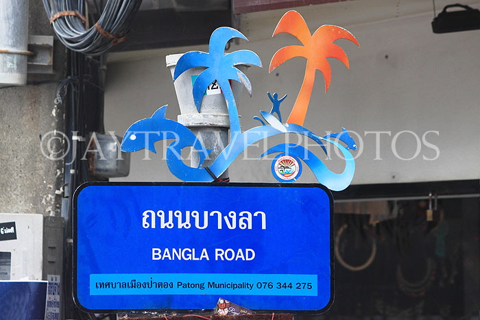 Thailand, PHUKET, Patong Beach area, Bangla Road, street sign, THA4130JPL