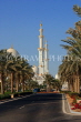 UAE, ABU DHABI, Sheik Zayed Mosque, and palm tree lined avenue, UAE654JPL