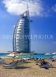 UAE, DUBAI, Burj Al Arab Tower Hotel and beach with sunbathers, DUB208JPL
