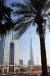 UAE, DUBAI, Burj Khalifa tower, and palm tree, UAE404JPL