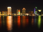 UAE, DUBAI, Dubai Creek, night skyline and waterfront, DUB154JPL