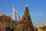 UAE, DUBAI, Madinat Jumeirah, Burj al Arab Hotel and Christmas tree, UAE395JPL
