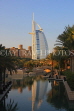 UAE, DUBAI, Madinat Jumeirah and Burj al Arab Hotel, dusk sunset view, UAE389JPL