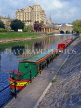 UK, Avon, BATH, River Avon and Pulteney Bridge, with narrowboats, BAT304JPL