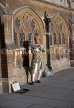 UK, Avon, BATH, flute player in Regency style outfit, by Bath & Wells Cathedral, UK5206JPL