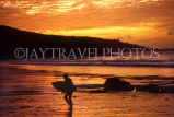 UK, Cornwall, ST IVES, surfer on beach, dusk view, UK5184JPL