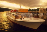 UK, Cumbria, LAKE WINDERMERE, cruise boat at pier, at dusk, UK5994JPL
