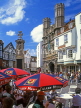 UK, Kent, CANTERBURY, outdoor cafe scene and by Christ Church Gate, CTB222JPL