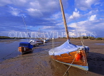 UK, Norfolk, North Norfolk Coast, near Blakeney, boat on beach, low tide, UK6132JPL
