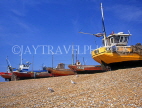 UK, Sussex, HASTINGS, Fishermen's Beach, fishing boats lined up by The Stade, HAS29JPL
