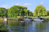 UK, Warwickshire, STRATFORD-UPON-AVON, River Avon, houseboats and pleasure boats, UK25590JPL