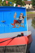 UK, Warwickshire, STRATFORD-UPON-AVON, Shakespeare caricature on narrowboat, UK25505JPL