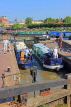 UK, Warwickshire, STRATFORD-UPON-AVON, Stratford Canal Basin, narrow boats at lock, UK25479JPL