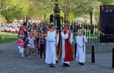 UK, Yorkshire, YORK, York Minster, Sunday Easter parade, clergy and congregation, UK3260JPL
