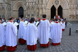 UK, Yorkshire, YORK, York Minster, Sunday Easter parade, clergy and congregation, UK3265JPL