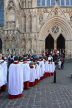 UK, Yorkshire, YORK, York Minster, Sunday Easter parade, clergy and congregation, UK3266JPL