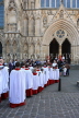 UK, Yorkshire, YORK, York Minster, Sunday Easter parade, clergy and congregation, UK3267JPL