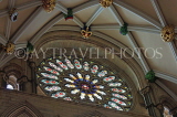 UK, Yorkshire, YORK, York Minster, interior, stained glass rose window, UK3000JPL