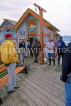 USA, ALASKA, Kenai Peninsula, Homer, fishing boat charter shop and Halibut on display, US2679JPL