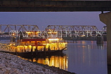 USA, Arkansas, Little Rock, riverside and pleasure boats, night view, US4412JPL