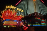 USA, Nevada, LAS VEGAS, neon lit Flamingo Hilton & Casino, US181JPL