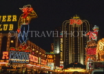 USA, Nevada, LAS VEGAS, neon lit street, hotels and casinos, LV130JPL