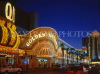 USA, Nevada, LAS VEGAS, neon lit street and Golden Nugget Hotel, LV98JPL