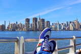 USA, New York, MANHATTAN, Midtown skyline, Hudson River cruise, tourist's shoes, US4643JPL