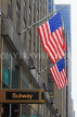 USA, New York, MANHATTAN, US flags and Subway sign, US4516JPL