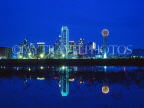 USA, Texas, DALLAS, night skyline and Trinity River reflection, DAL02JPL