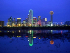 USA, Texas, DALLAS, night skyline and Trinity River reflection, DAL05JPL