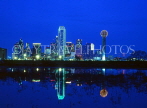USA, Texas, DALLAS, night skyline and Trinity River reflection, DAL08JPL