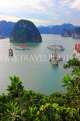 VIETNAM, Halong Bay, Ti Top Island, view towards limestone formations and cruise boats, VT1784JPL