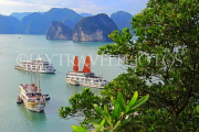VIETNAM, Halong Bay, Ti Top Island, view towards limestone formations and cruise boats, VT1786JPL