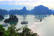 VIETNAM, Halong Bay, Ti Top Island, view towards limestone formations and cruise boats, VT1788JPL
