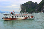VIETNAM, Halong Bay, cruise boat and limestone formations, VT1856JPL