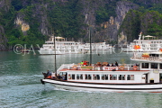 VIETNAM, Halong Bay, cruise boats and limestone formations, VT1857JPL