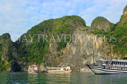 VIETNAM, Halong Bay, cruise boats and limestone formations, VT1859JPL