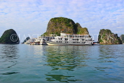 VIETNAM, Halong Bay, cruise boats and limestone formations, VT1860JPL