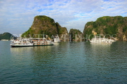 VIETNAM, Halong Bay, cruise boats and limestone formations, VT1861JPL